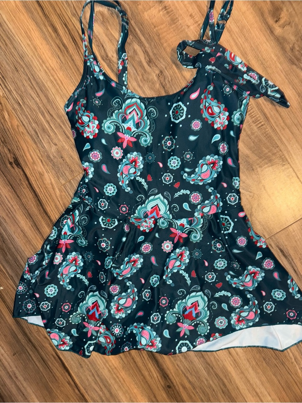 Women’s Dark Green Floral Paisley Bathing Suit